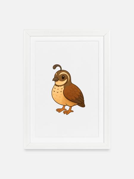 Quail - Framed poster (27 × 37 cm) - white