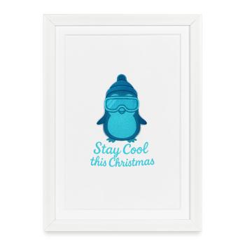 Stay Cool Christmas Penguin - Framed poster (27 × 37 cm) - white - Front