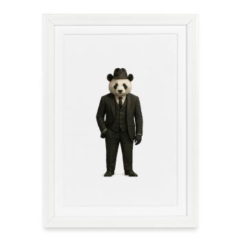 Panda in Elegant Costume - Framed poster (27 × 37 cm) - white - Front