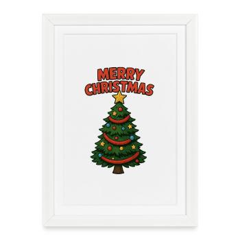 Merry Christmas Comicbaum - Gerahmtes Poster (27 × 37 cm) - Weiß - Vorne
