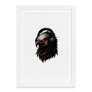 Eagle avec casque de jeu - Affiche encadrée (27 × 37 cm) - blanc - Devant