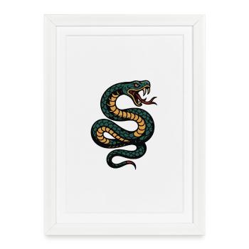 Cobra in Turquoise Gold Pattern - Framed poster (27 × 37 cm) - white - Front