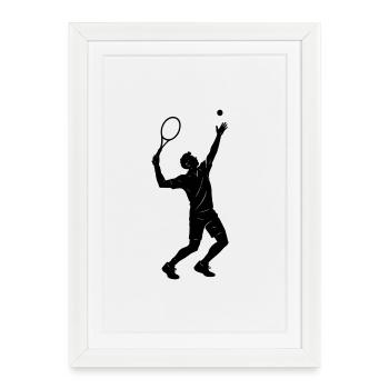 Tennis player serving silhouette - Framed poster (27 × 37 cm) - white - Front