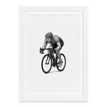 Road Bike Sprinter Comic Illustration - Framed poster (27 × 37 cm) - white - Front