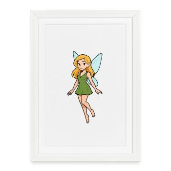 Grün gekleideter Waldelf - Gerahmtes Poster (27 × 37 cm) - Weiß - Vorne