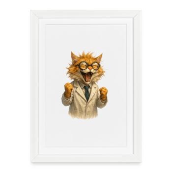 Scientific Cat in White Coat - Framed poster (27 × 37 cm) - white - Front