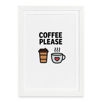 Icône du café tasse et cœur - Affiche encadrée (27 × 37 cm) - blanc - Devant