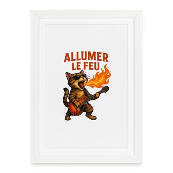 Allumer Le Feu Chat Rock - Affiche encadrée (27 × 37 cm) - blanc - Devant