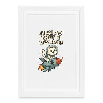 Rêves stellaires du chat aventurier - Affiche encadrée (27 × 37 cm) - blanc - Devant
