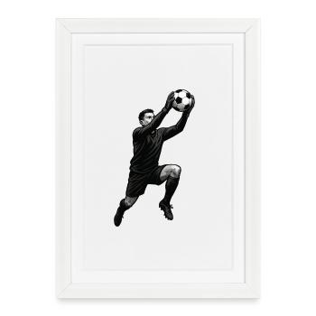 Illustration d’attaque de beach-volley, monochrome - Affiche encadrée (27 × 37 cm) - blanc - Devant