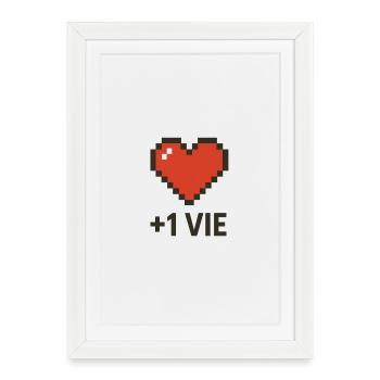 Pixel Heart +1 Retro Life - Framed poster (27 × 37 cm) - white - Front