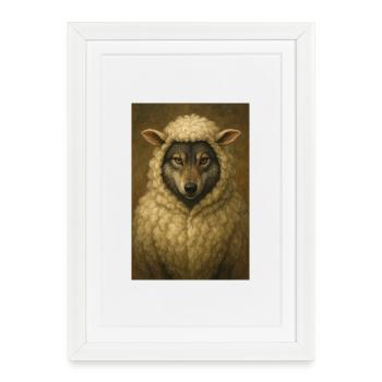 Loup déguisé en mouton - Affiche encadrée (27 × 37 cm) - blanc - Devant