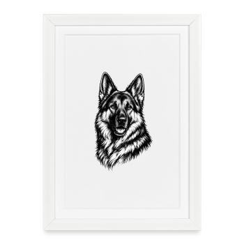 Shepherd Dog Illustration – Art Drawing Dog - Framed poster (27 × 37 cm) - white - Front
