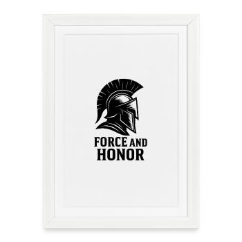Force & Honneur – Design Guerrier Motivant | Citat - Affiche encadrée (27 × 37 cm) - blanc - Devant