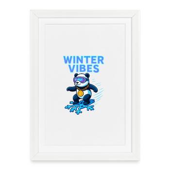 Winter Vibes Panda Neon - Framed poster (27 × 37 cm) - white - Front