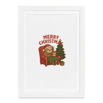 Gemütliches Weihnachtsfauli im Sessel - Gerahmtes Poster (27 × 37 cm) - Weiß - Vorne