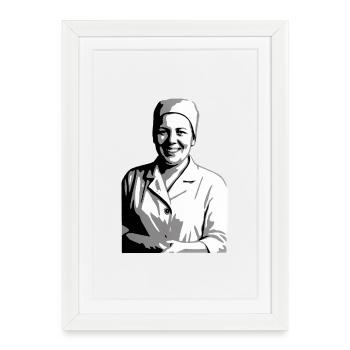 Maman infirmière souriante 1970 - Affiche encadrée (27 × 37 cm) - blanc - Devant