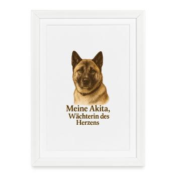 Mon Gardien Akita du Cœur - Affiche encadrée (27 × 37 cm) - blanc - Devant