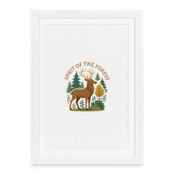 Deer in the Forest: Spirit of the Forest - Framed poster (27 × 37 cm) - white - Front