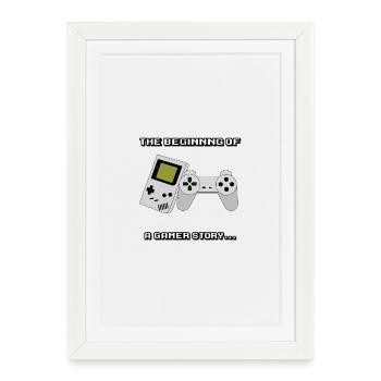 Beginning of a gamer story - Framed poster (27 × 37 cm) - white - Front