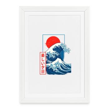 Japanese Wave Red Sun - Framed poster (27 × 37 cm) - white - Front