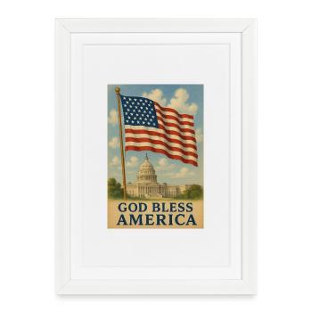 God Bless America Flag Art - Framed poster (27 × 37 cm) - white - Front