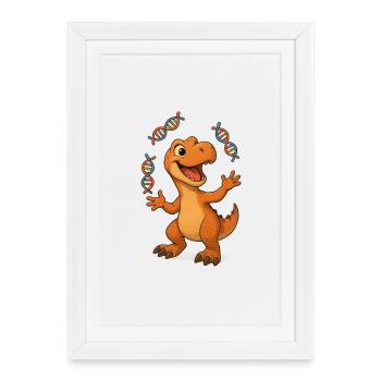 Dino-Sucher Freudig - Gerahmtes Poster (27 × 37 cm) - Weiß - Vorne