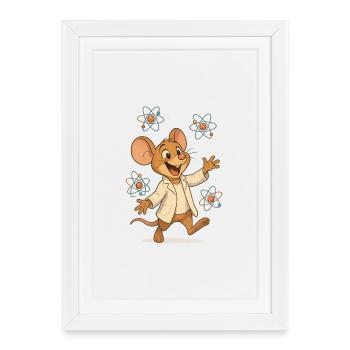 Souris savant atomique - Affiche encadrée (27 × 37 cm) - blanc - Devant