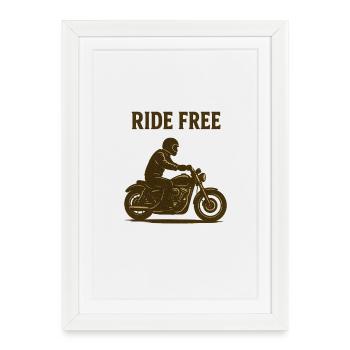 Silhouette moto sans conduite - Affiche encadrée (27 × 37 cm) - blanc - Devant