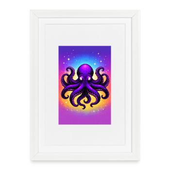 Purple Cosmic Octopus - Framed poster (27 × 37 cm) - white - Front