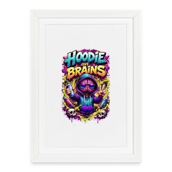 Hoodie Brain Graffiti - Framed poster (27 × 37 cm) - white - Front