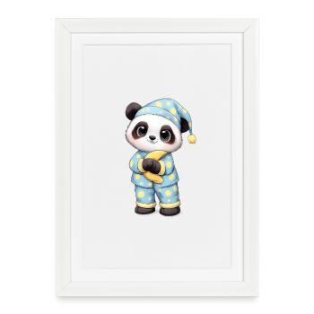 Mignon panda en pyjama – Cute Star De - Affiche encadrée (27 × 37 cm) - blanc - Devant