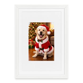 Christmas Dog in Santa Outfit - Framed poster (27 × 37 cm) - white - Front