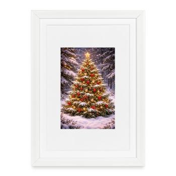 Winterzauber Baumdeko - Gerahmtes Poster (27 × 37 cm) - Weiß - Vorne