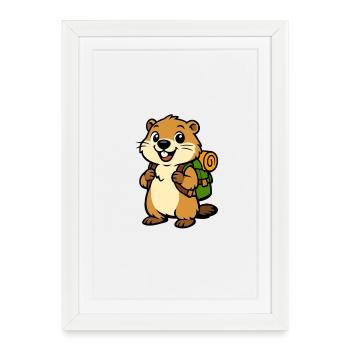 Marmot Hiking Animal Mountain - Framed poster (27 × 37 cm) - white - Front