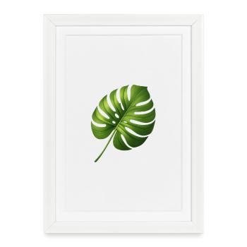 Monstera Leaf Tropical Green Shimmer - Framed poster (27 × 37 cm) - white - Front