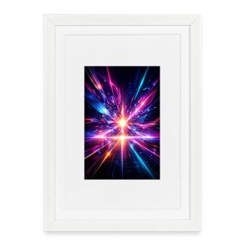 Explosion des Rayons Néon - Affiche encadrée (27 × 37 cm) - blanc - Devant