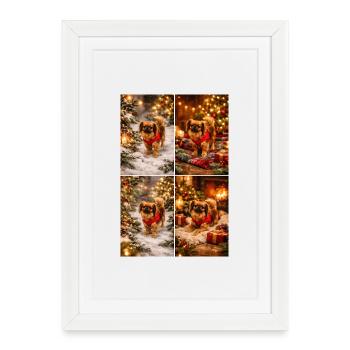 Ami à fourrure d’hiver à la lueur des lumières - Affiche encadrée (27 × 37 cm) - blanc - Devant