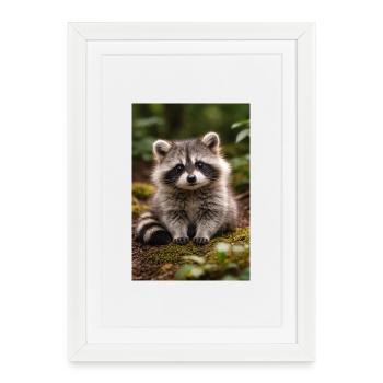 Tiny Raccoon Cub in Forest - Framed poster (27 × 37 cm) - white - Front