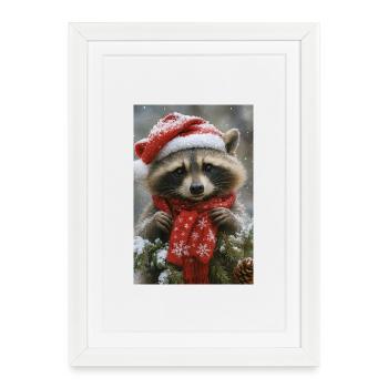 Cozy Raccoon in Winter Reds - Framed poster (27 × 37 cm) - white - Front