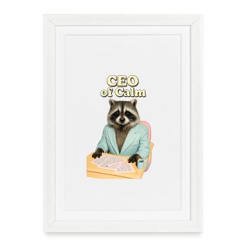 CEO of Calm: Raccoon in a suit - Framed poster (27 × 37 cm) - white - Front