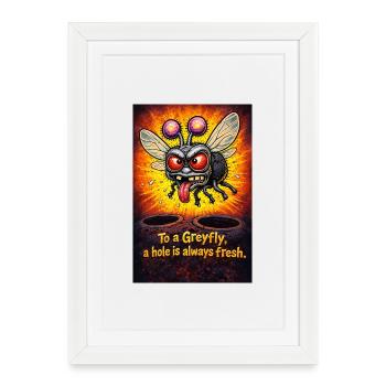 Pour une Greyfly, un trou est toujours frais - Affiche encadrée (27 × 37 cm) - blanc - Devant
