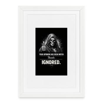 Pouce levé pour le crâne – Opinions ignorées - Affiche encadrée (27 × 37 cm) - blanc - Devant
