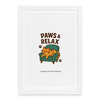 Paws & Relax Cat Sofa Design - Framed poster (27 × 37 cm) - white - Front