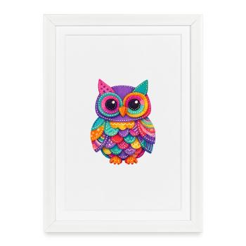 Patchwork Owl Magic - Framed poster (27 × 37 cm) - white - Front