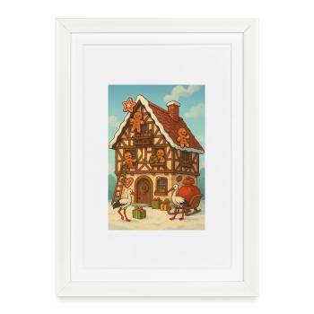 Alsace Half-timbered house fairytale gingerbread - Framed poster (27 × 37 cm) - white - Front