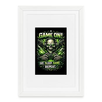 Jeu sur Skull Neon Gamer - Affiche encadrée (27 × 37 cm) - blanc - Devant