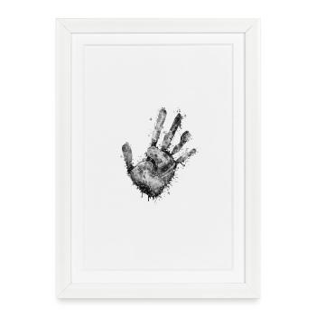 Powder Handprint Grayscale - Framed poster (27 × 37 cm) - white - Front