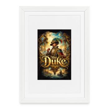 Le Portrait baroque du duc avec verre - Affiche encadrée (27 × 37 cm) - blanc - Devant