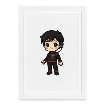 Chibi Gamer Gear Core & Headset - Framed poster (27 × 37 cm) - white - Front